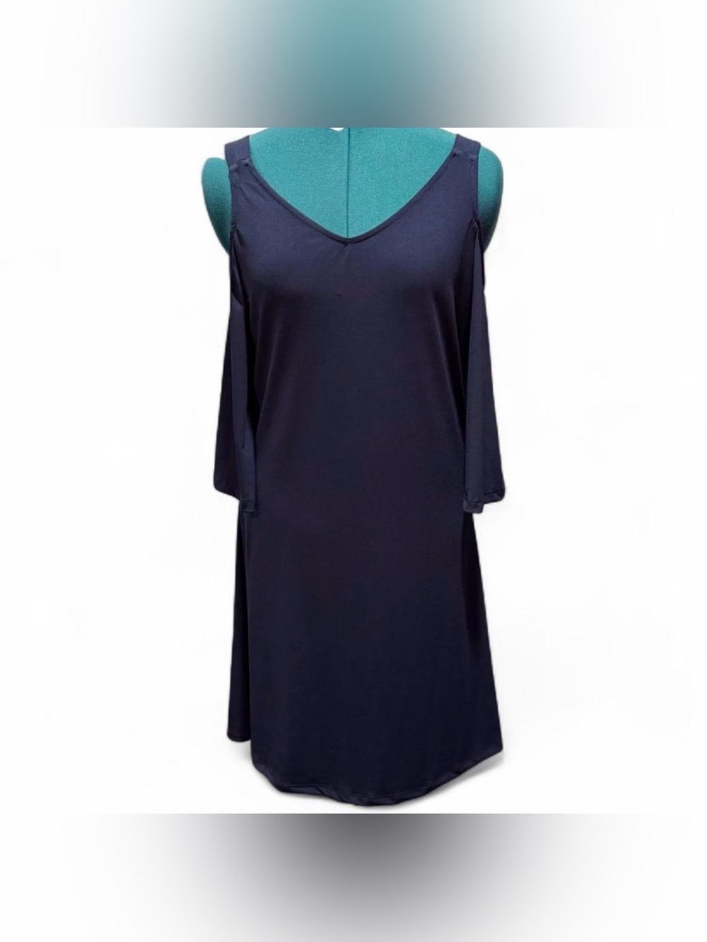 Haani Navy Cold-Shoulder V-Neck Mini Dress